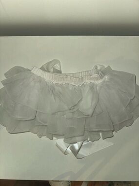 Girls White Tulle Ruffle Skirt - Soft Elastic Waist